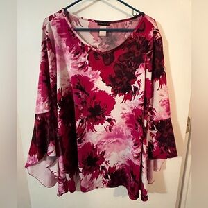 Cocomo Pink Floral Bell-Sleeve Women’s Top